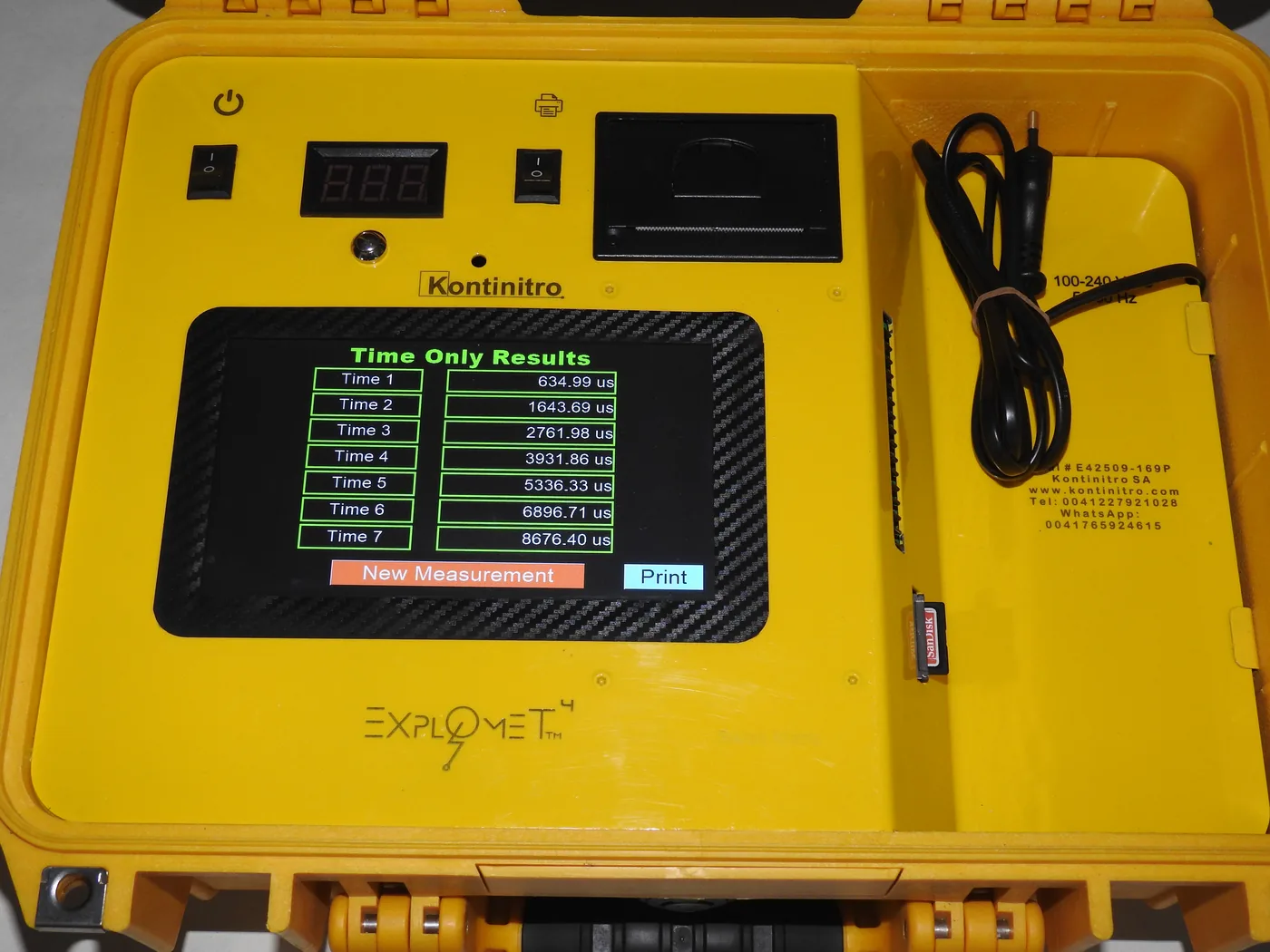Explomet 4 in its transport case, with printed measurement report