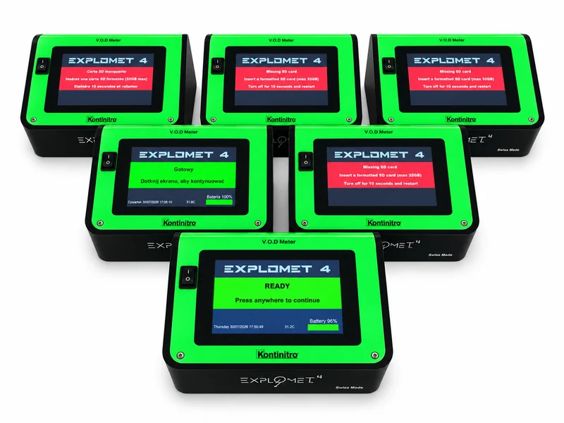 Six Explomet 4 units, screens in several languages